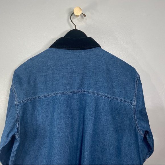 Nut Cracker Snowman Button Up Shirt Women’s Large Graphic Denim Long Sleeve VTG - Picture 12 of 16